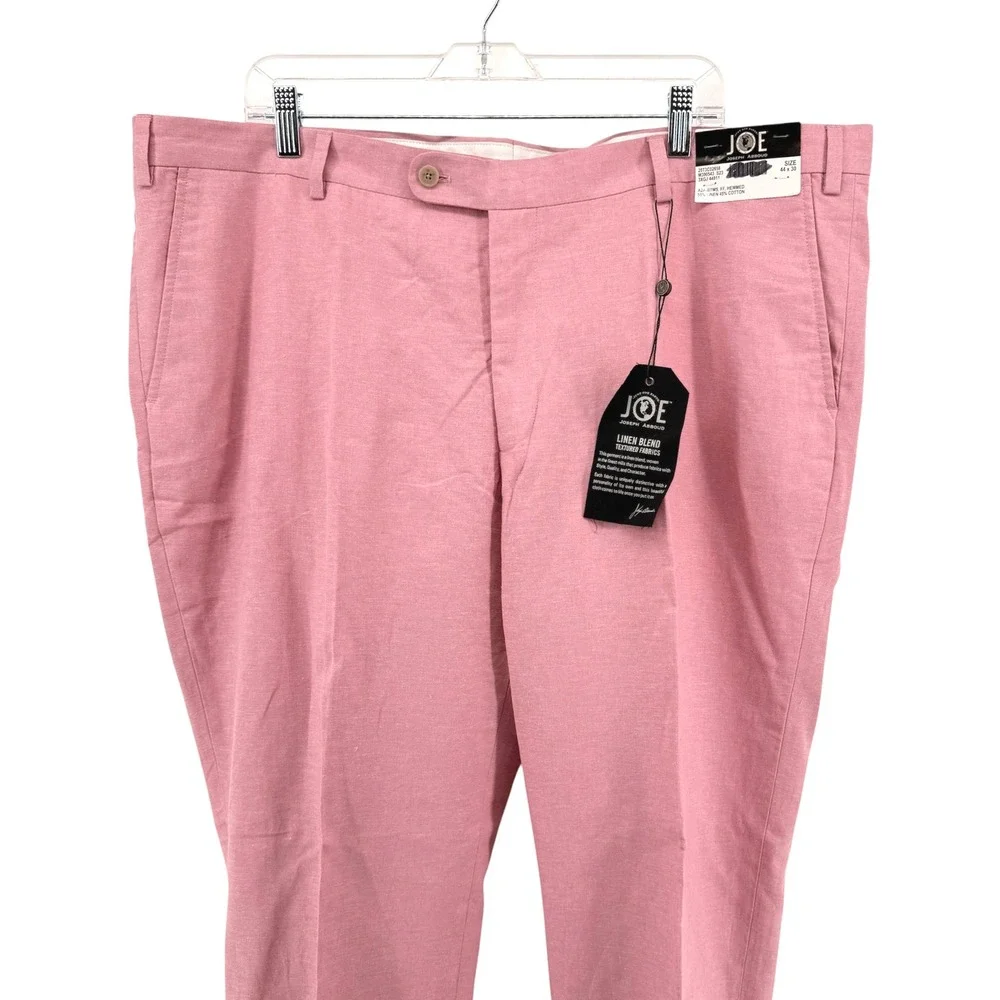 NEW Joseph Abboud Dress Pants Mens 44x30 Trousers Pink Linen Blend Slim Fit Flat - Picture 10 of 14